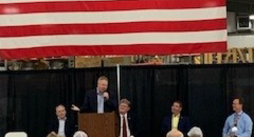 Congressman Warren Davidson speaking during Midwest Electric ACRE Appreciation Breakfast
