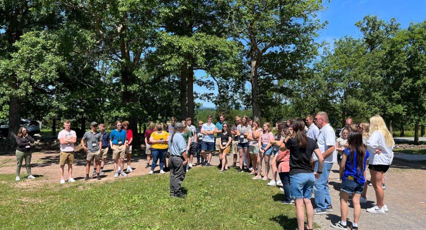 Delegates touring the Battlefield at Gettysburg