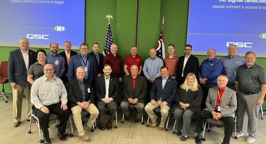 Group photo of Ohio electric cooperative CEOs and Rep. Jason Stephens
